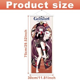 CBOSNF Genshin Impact Poster Poster en Tissu Manga Anime Wallscroll, Genshin Impact Hu Tao Tableau à roulettes, Poster Roulea