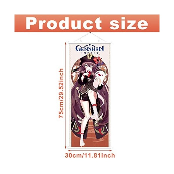 CBOSNF Genshin Impact Poster Poster en Tissu Manga Anime Wallscroll, Genshin Impact Hu Tao Tableau à roulettes, Poster Roulea