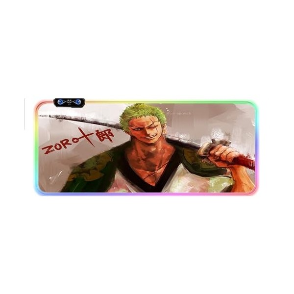 DAIRUINI Tapis de Souris One Piece Luffy RGB Tapis de Souris de Jeu Brillant XXL Tapis de Souris LED Anime-Luffy,A-1329,30 * 