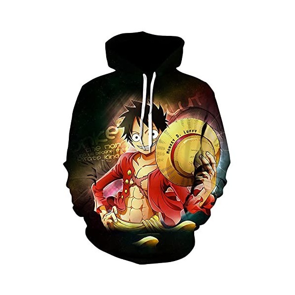 FIHTRY Hommes Femme 3D Sweat à Capuche Anime One Piece Luffy Pull Manga Animation Japonaise Manches Longues Sweatshirt-A_S