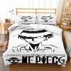 Anime One Piece Housse De Couette 220x240 en 100% Microfibre, imprimé numérique 3D Luffy Parure de lit, 3 pièces