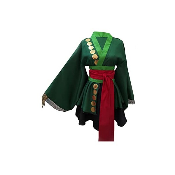 Panjue Anime Roronoa Zoro Cosplay Costume Robe Tenues Halloween Carnaval Costume Vert Femme, L