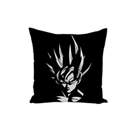 French Unicorn Housse de Coussin Taie Dragon Ball Son Goku Noir et Blanc Manga Cartoon Japon Animé 40x40 cm 