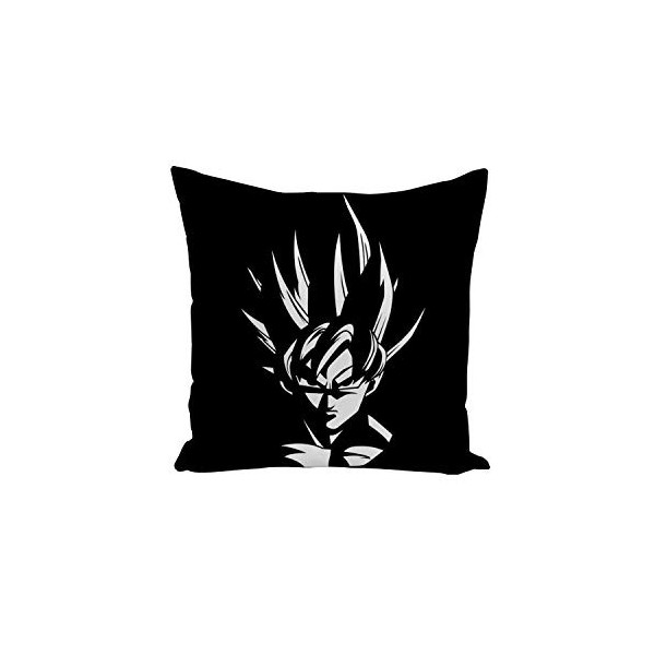 French Unicorn Housse de Coussin Taie Dragon Ball Son Goku Noir et Blanc Manga Cartoon Japon Animé 40x40 cm 