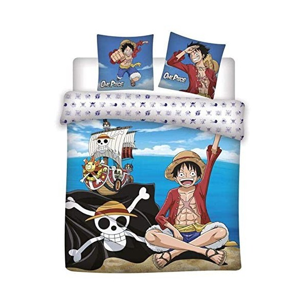 Aymax S.P.R.L Parure de Lit One Piece 100% Coton, Housse de Couette Réversible 240x220 cm et 2 Taies doreiller 65x65 cm