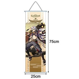 IFHDO Genshin Impact Poster Genshin Impact Poster à roulettes Grand anime Figurine anime Jeu vidéo Scroll en tissu pour décor