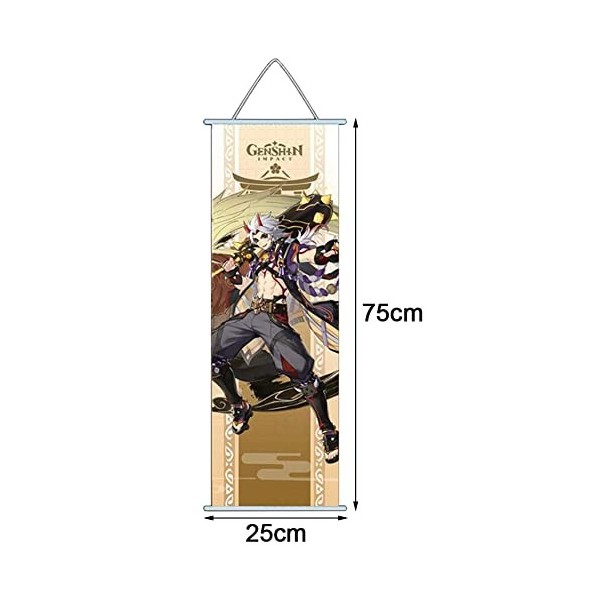 IFHDO Genshin Impact Poster Genshin Impact Poster à roulettes Grand anime Figurine anime Jeu vidéo Scroll en tissu pour décor