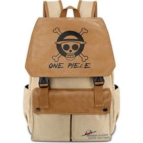 Roffatide Anime One Piece Luffy Straw Hat Pirates Sac à Dos Toile Cartable Ordinateur Portable Sac à Dos Imprimé Rabat Sac à 