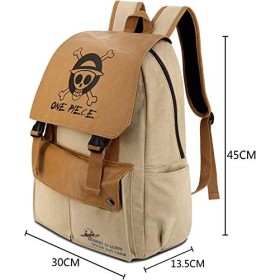 Roffatide Anime One Piece Luffy Straw Hat Pirates Sac à Dos Toile Cartable Ordinateur Portable Sac à Dos Imprimé Rabat Sac à 