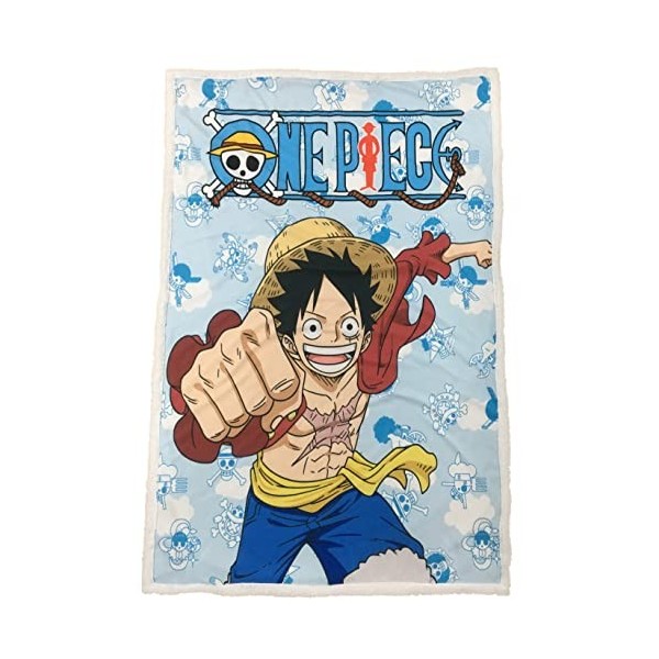 Hômadict One Peice Plaid Sherpa 100x150cm Luffy - Couverture Polaire pour Fan et Passionné - Cocooning - Licence Officielle