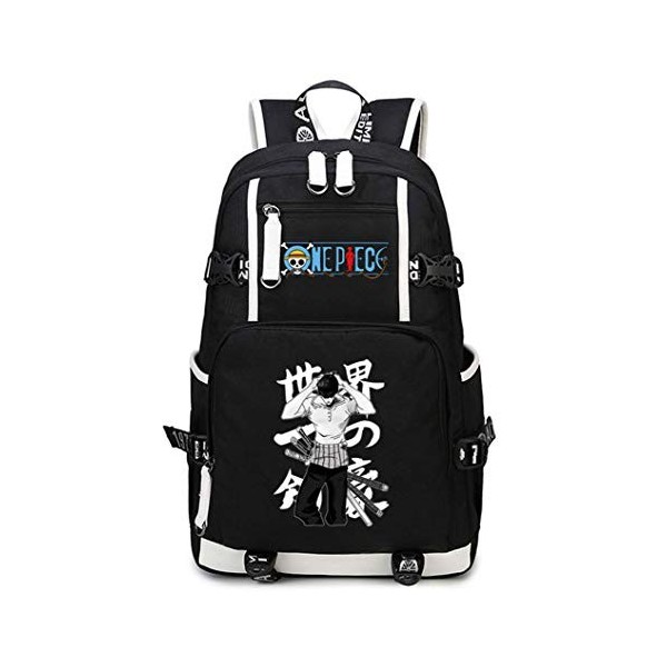 WANHONGYUE One Piece Monkey D Luffy Anime Knapsack Sac à Dos Cartable Laptop Backpack pour Étudiant Noir-13