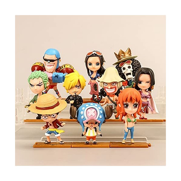 iFii Lot de 10 figurines One Piece Anime 10 cm, Singe mignon D. Luffy Zoro Vinsmoke Sanji Ussop Puzzle Base PVC Figurine Joue