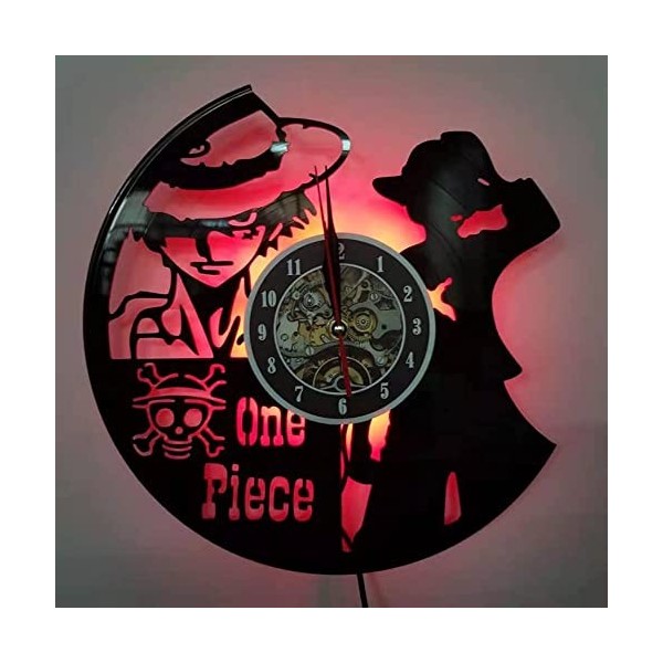 VIKIMO Horloge Murale, Horloge Murale avec Disque Vinyle, Horloge Murale muette, série One Piece, StyleA Couleur : Style C L