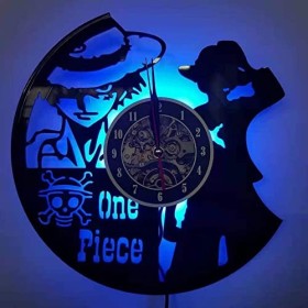 VIKIMO Horloge Murale, Horloge Murale avec Disque Vinyle, Horloge Murale muette, série One Piece, StyleA Couleur : Style C L