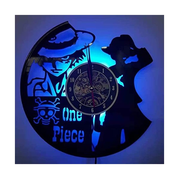 VIKIMO Horloge Murale, Horloge Murale avec Disque Vinyle, Horloge Murale muette, série One Piece, StyleA Couleur : Style C L