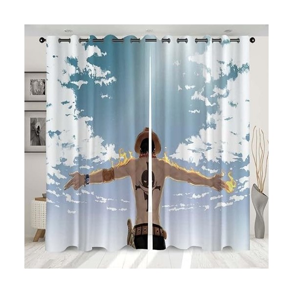 Enfunt-Home Anime One Piece Rideaux,Luffy Rideau Impression 3D Rideau Occultant Oeillets Ensemble Lot de 2 Rideaux Occultants