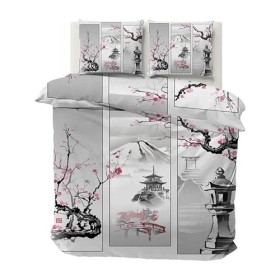 Boceoey Housse de Couette 220x240 Japonais Parure de Lit Adulte Réversible avec Fermeture Éclair, Housse de Couette 2 Personn