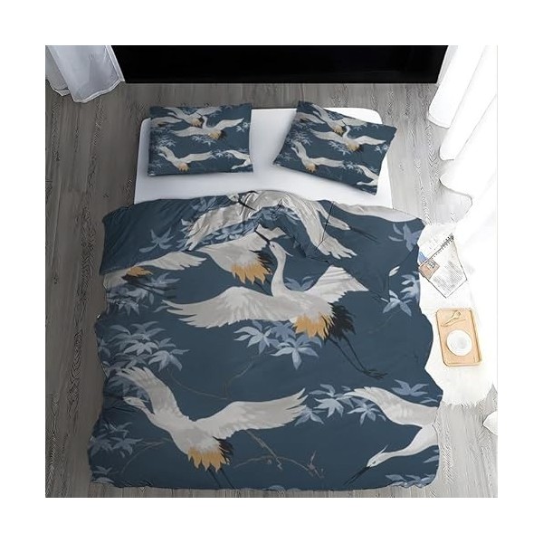 Boceoey Housse de Couette 220x240 Japonais Parure de Lit Adulte Réversible avec Fermeture Éclair, Housse de Couette 2 Personn