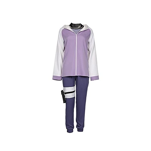 Jilijia Costume de cosplay Hyūga Hinata Anime pour femme avec haut, pantalon, bandeau ninja, ensemble uniforme pour Halloween