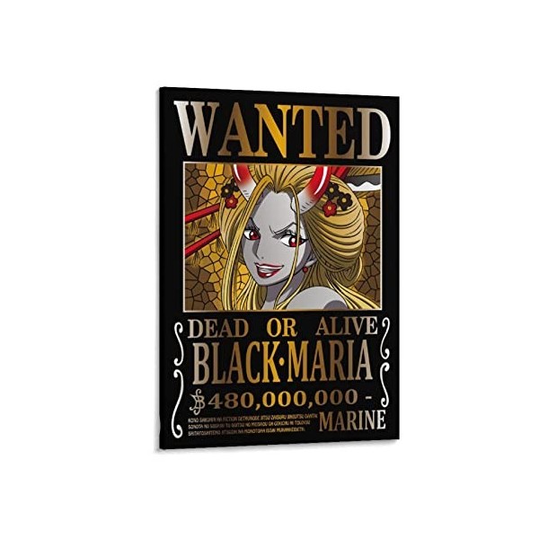 Poster animé One Piece Wanted Zoro One Piece - Art mural sur toile - Décoration murale moderne - 60 x 90 cm