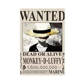 FUKITT One Piece Wanted One Piece Poster sur toile Décoration de chambre à coucher Paysage sportif Bureau Décoration Cadeau s