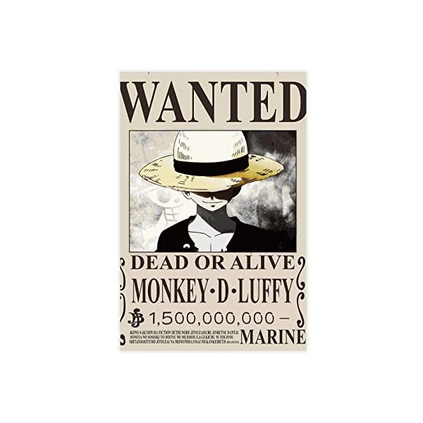 FUKITT One Piece Wanted One Piece Poster sur toile Décoration de chambre à coucher Paysage sportif Bureau Décoration Cadeau s