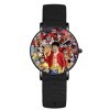 Anime One Piece Hommes et Femmes Montre en Acier Inoxydable Cadran Noir Montre Quartz Bracelet Nylon, Noir , Sangle