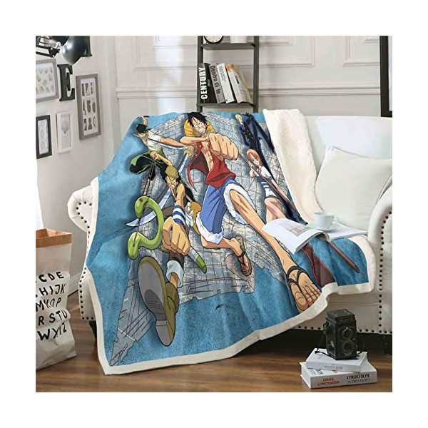 QROXY One Piece Couverture, Couvertures Polaires, Couverture Douillette, Couvertures Fines pour Canapé, Ultra Douces Et Chaud