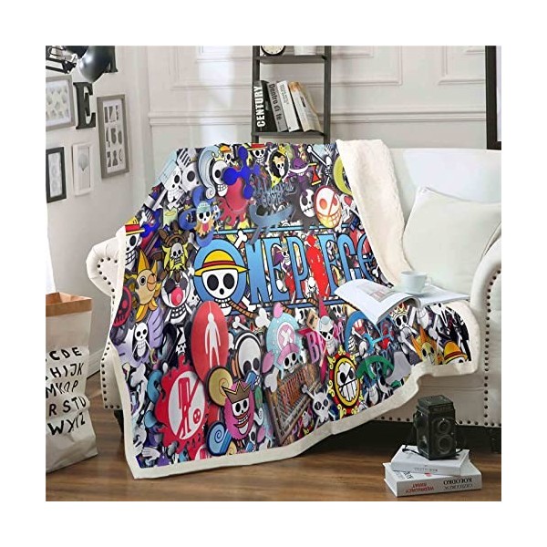 QROXY One Piece Couverture, Couvertures Polaires, Couverture Douillette, Couvertures Fines pour Canapé, Ultra Douces Et Chaud