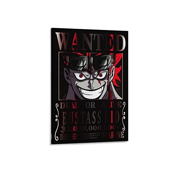 Poster animé One Piece Wanted Zoro One Piece - Art mural - Impression sur toile - Affiches dœuvres dart pour décoration de 