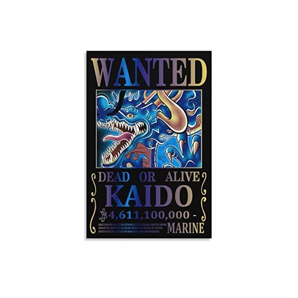 Poster Kaido One Piece Wanted sur toile pour salon 60 x 90 cm