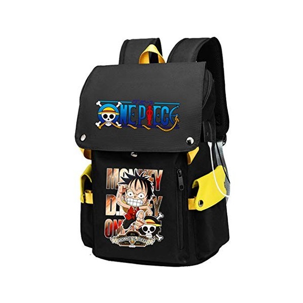 WANHONGYUE One Piece Anime Cosplay Backpack Cartable Sac à Dos pour Ordinateur Portable de 15,6 Pouces Gris / 6