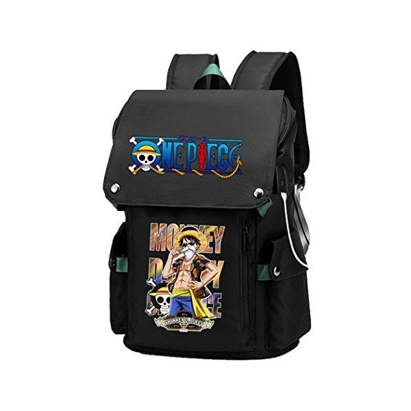WANHONGYUE One Piece Anime Cosplay Backpack Cartable Sac à Dos pour Ordinateur Portable de 15,6 Pouces Gris / 6