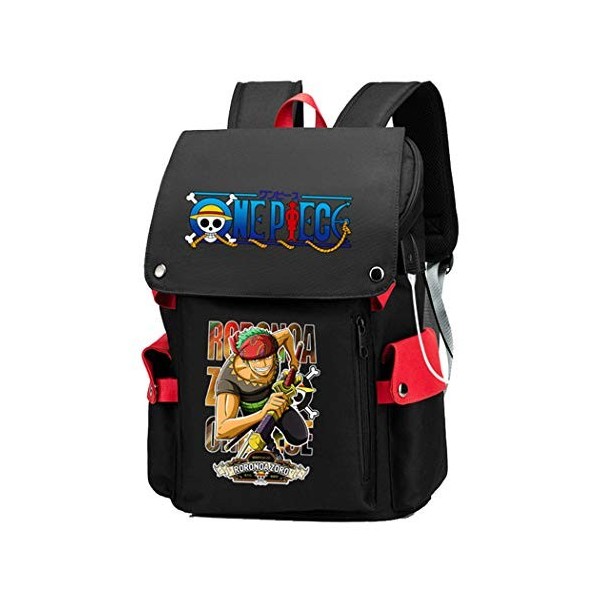 WANHONGYUE One Piece Anime Cosplay Backpack Cartable Sac à Dos pour Ordinateur Portable de 15,6 Pouces Gris / 6