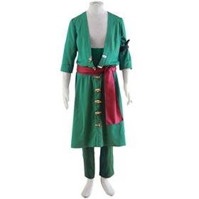 Mtxc Hommes One Piece Cosplay Costume Roronoa Zoro 2ème génération Taille Small Vert