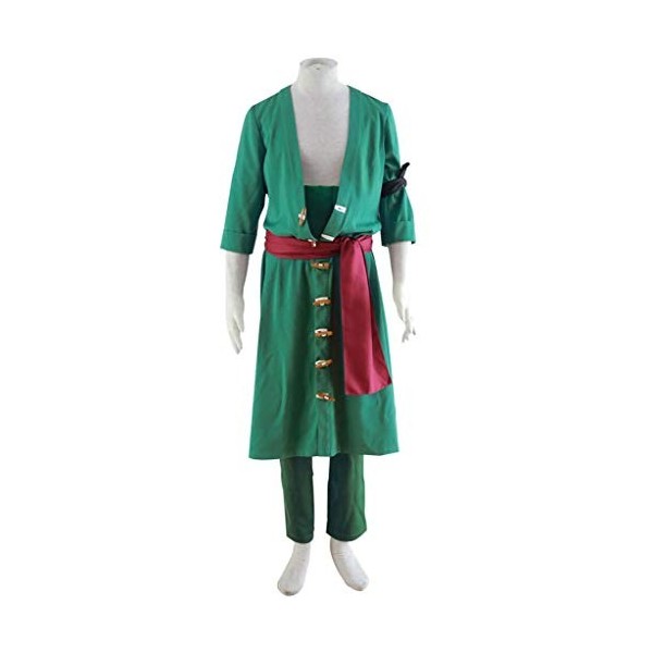Mtxc Hommes One Piece Cosplay Costume Roronoa Zoro 2ème génération Taille Small Vert