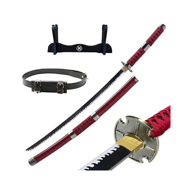 Hashiman - Katana One Piece - Roronoa Zoro Kitetsu - Réplique Manga Sabre + Support dEpée Bois + Ceinture