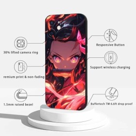 LYUBFDC 2 Pièces Coque pour Apple iPhone 12 6.1, avec Anime Motif Demon Slayer Kamado Nezuko Tanjirou Manga Antichoc TPU Si