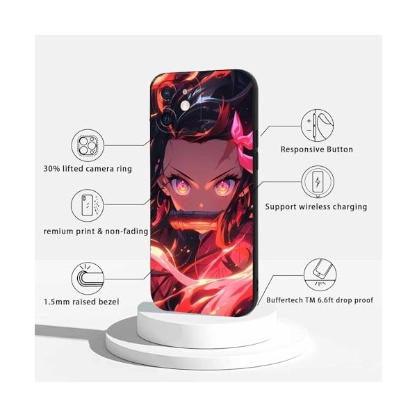 LYUBFDC 2 Pièces Coque pour Apple iPhone 12 6.1, avec Anime Motif Demon Slayer Kamado Nezuko Tanjirou Manga Antichoc TPU Si