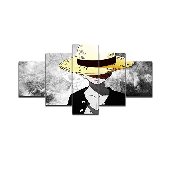 ThreU-5 Pièces Toile Peinture Impression,Décoration De Maison Moderne,Modulaire Panneaux Motif,Cadeau Parfait,One Piece Monke