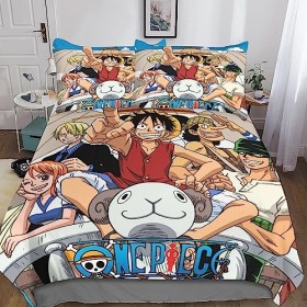 CRJUS One Piece Literie 3D Imprimé en Microfibre avec Parure De Lit, Anime Housse De Couette Et Fermeture Éclair - Linge De L