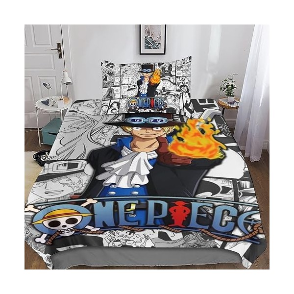 One Piece Ensemble De Literie Imprimé en 3D Parure De Lit Housse De Couette Sets en Microfibre Confortable Luffy Anime Housse