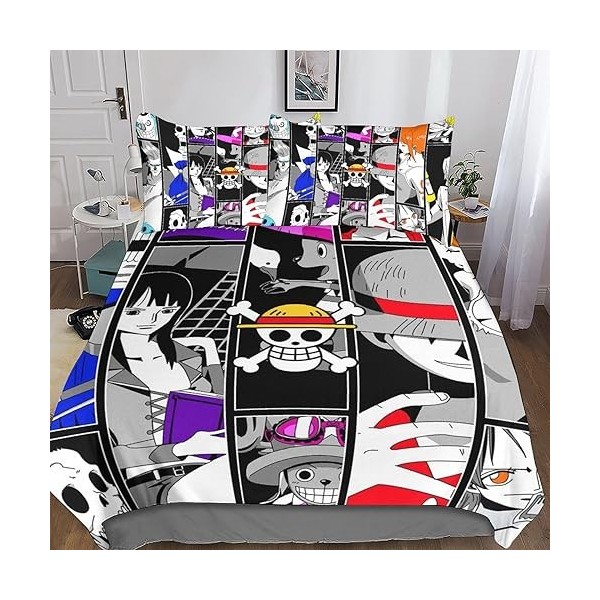 One Piece Ensemble De Literie Imprimé en 3D Parure De Lit Housse De Couette Sets en Microfibre Confortable Luffy Anime Housse