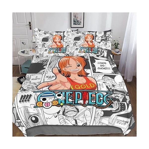 One Piece Ensemble De Literie Imprimé en 3D Parure De Lit Housse De Couette Sets en Microfibre Confortable Luffy Anime Housse