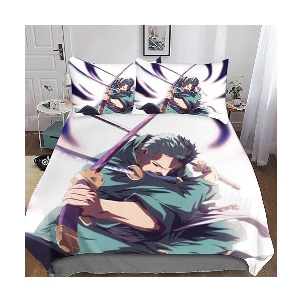 One Piece Housse De Couette Microfibre 3D, Luffy Anime Parure De Lit avec Fermeture Éclai Et Taies doreiller Ensemble De Lit