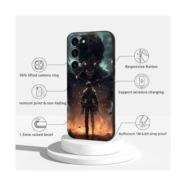 LYUBFDC 2 Pièces Coque pour Samsung Galaxy S23 5G 6.1, avec Anime Motif Attack on Titan Manga Antichoc TPU Silicone Protect