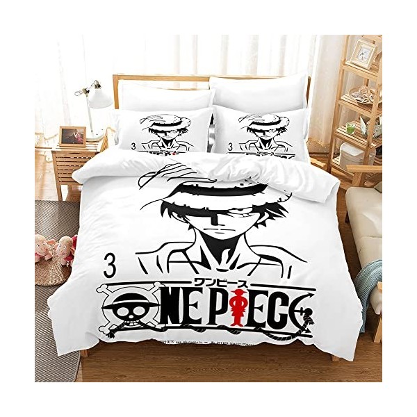 Enfunt-Home Anime One Piece Parure De Lit avec Housse De Couette 240x260 Et Taie doreiller en 100% Microfibre