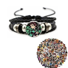 Zaky Lot de 51 bracelets tressés Tanjiro Kamado avec autocollants pour cosplay, Demon Slayer Kimetsu No Yaiba