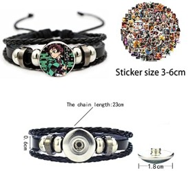 Zaky Lot de 51 bracelets tressés Tanjiro Kamado avec autocollants pour cosplay, Demon Slayer Kimetsu No Yaiba