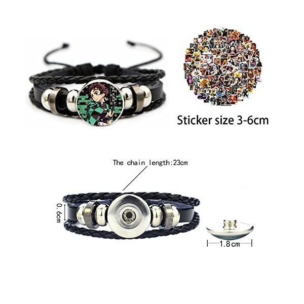Zaky Lot de 51 bracelets tressés Tanjiro Kamado avec autocollants pour cosplay, Demon Slayer Kimetsu No Yaiba